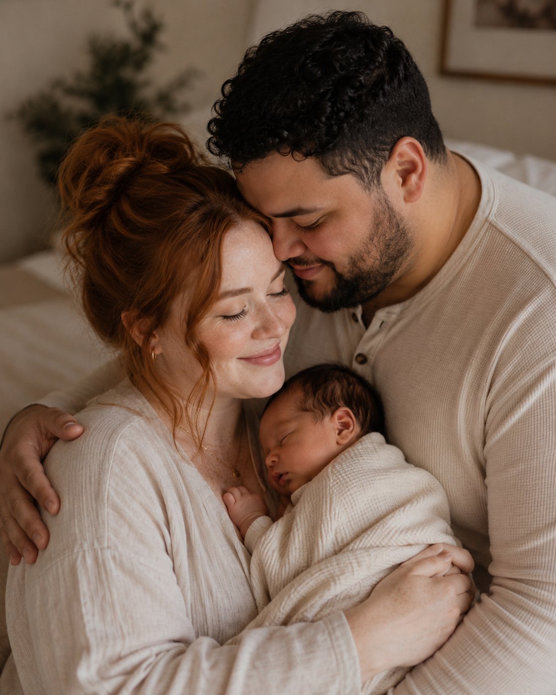 A family holding their newborn