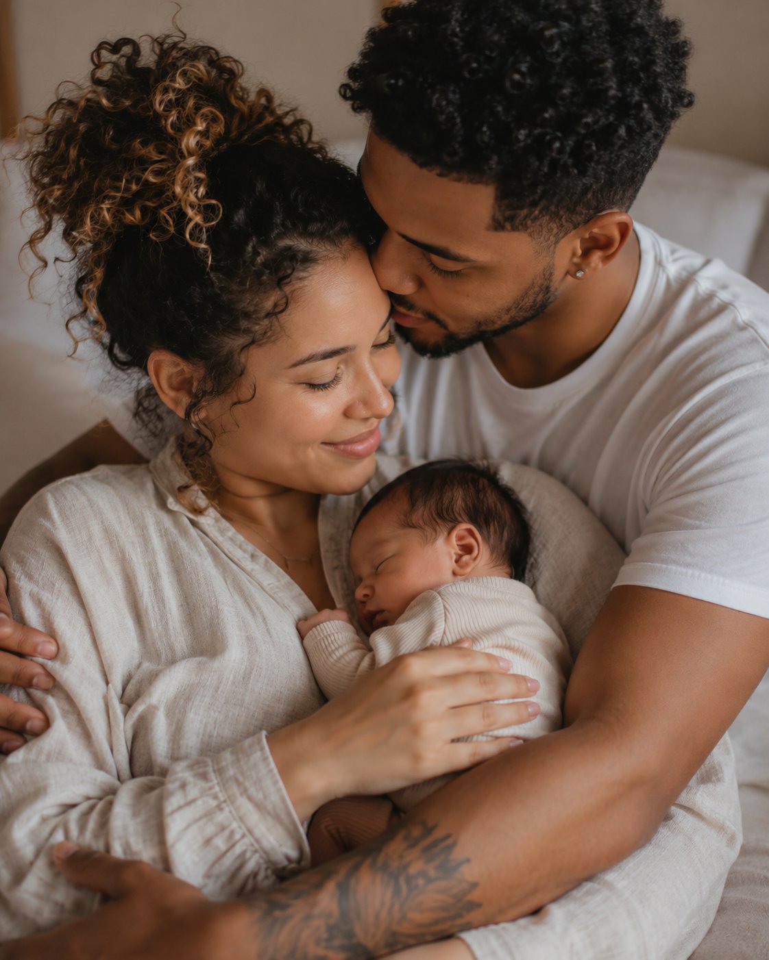 A family holding their newborn
