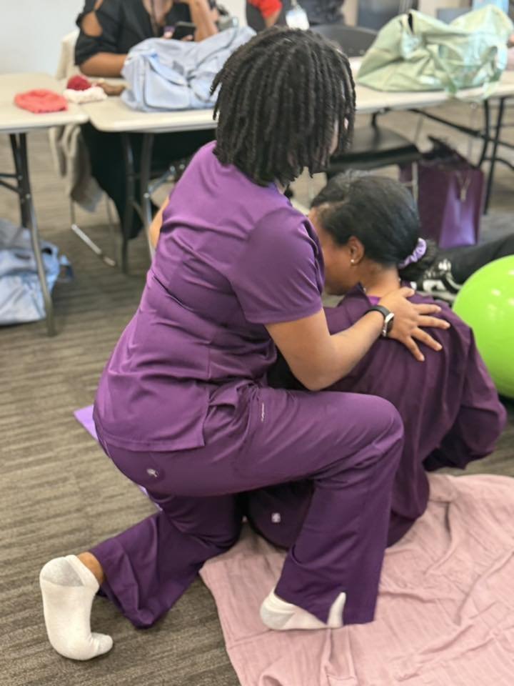 MHN doulas practicing comfort techniques